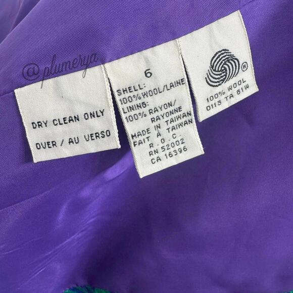 Dana Buchman Vintage 100% Wool 80's Colorful Plaid Suit Jacket Blazer Size 6 - Picture 9 of 9